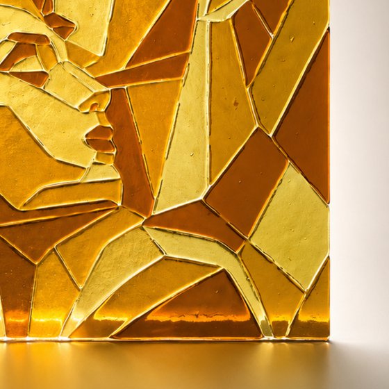 Amber Lovers, Fused Glass Portrait
