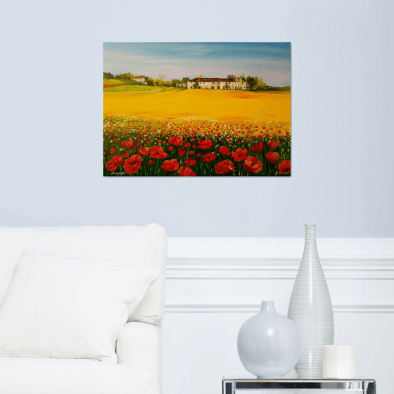 Spring  - original painting -countryside landscape