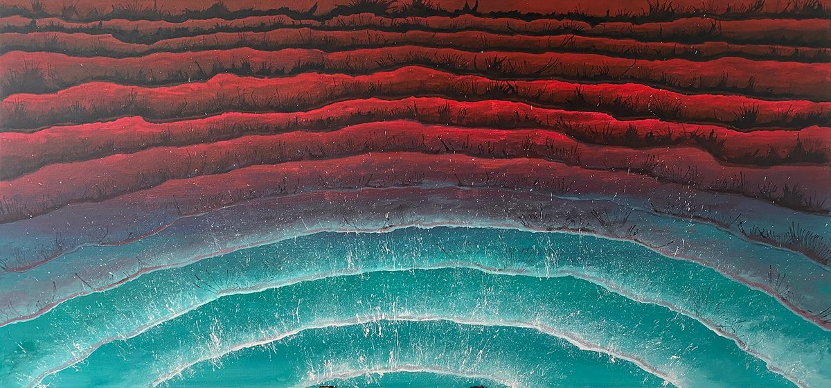 Abstract Acrylic Painting By Alisa Asatryan, 59 X 28, Terra. Vibe 1, Original Artwork