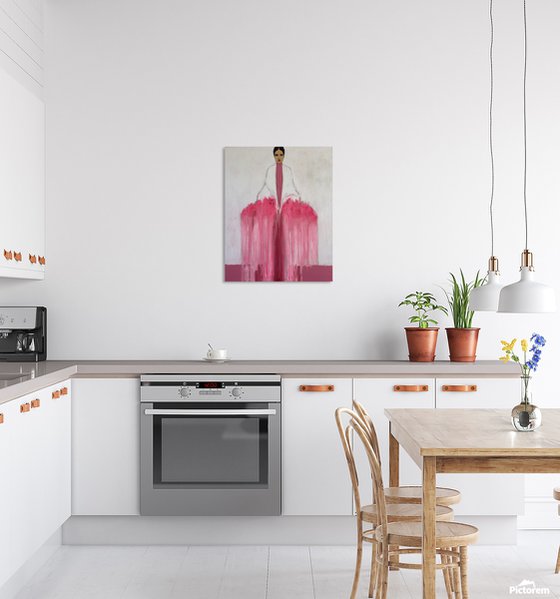 Girl with Flowers III (Pink & White)