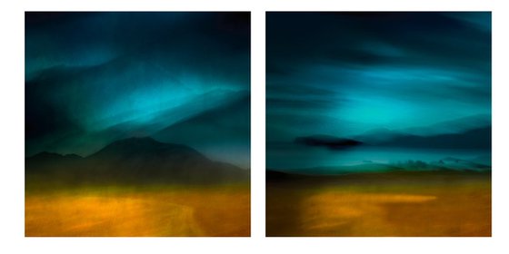 Mountain Light Diptych - Two Giclee Prints on Canvas  -  Diptych