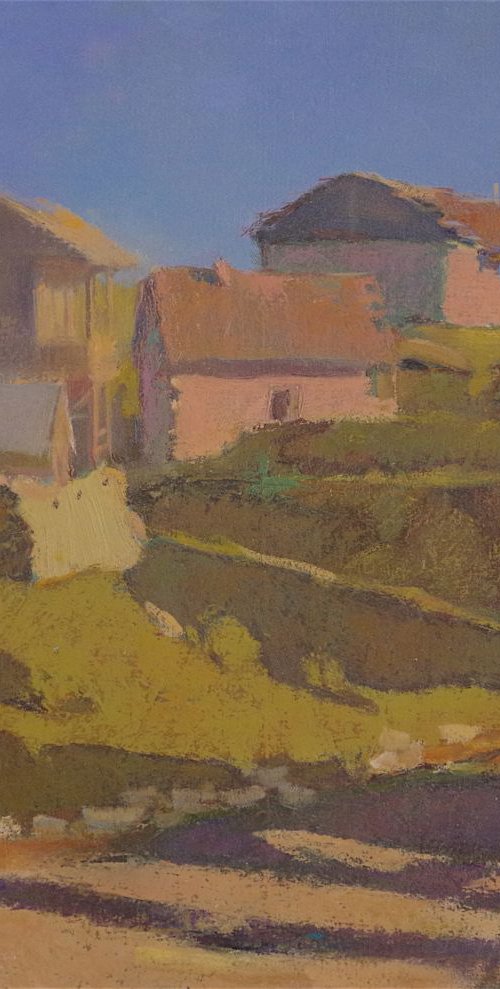 Landscape oil painting, Village sunny Day, One of a kind, Signed, Handmade art. by Vahe Yeremyan