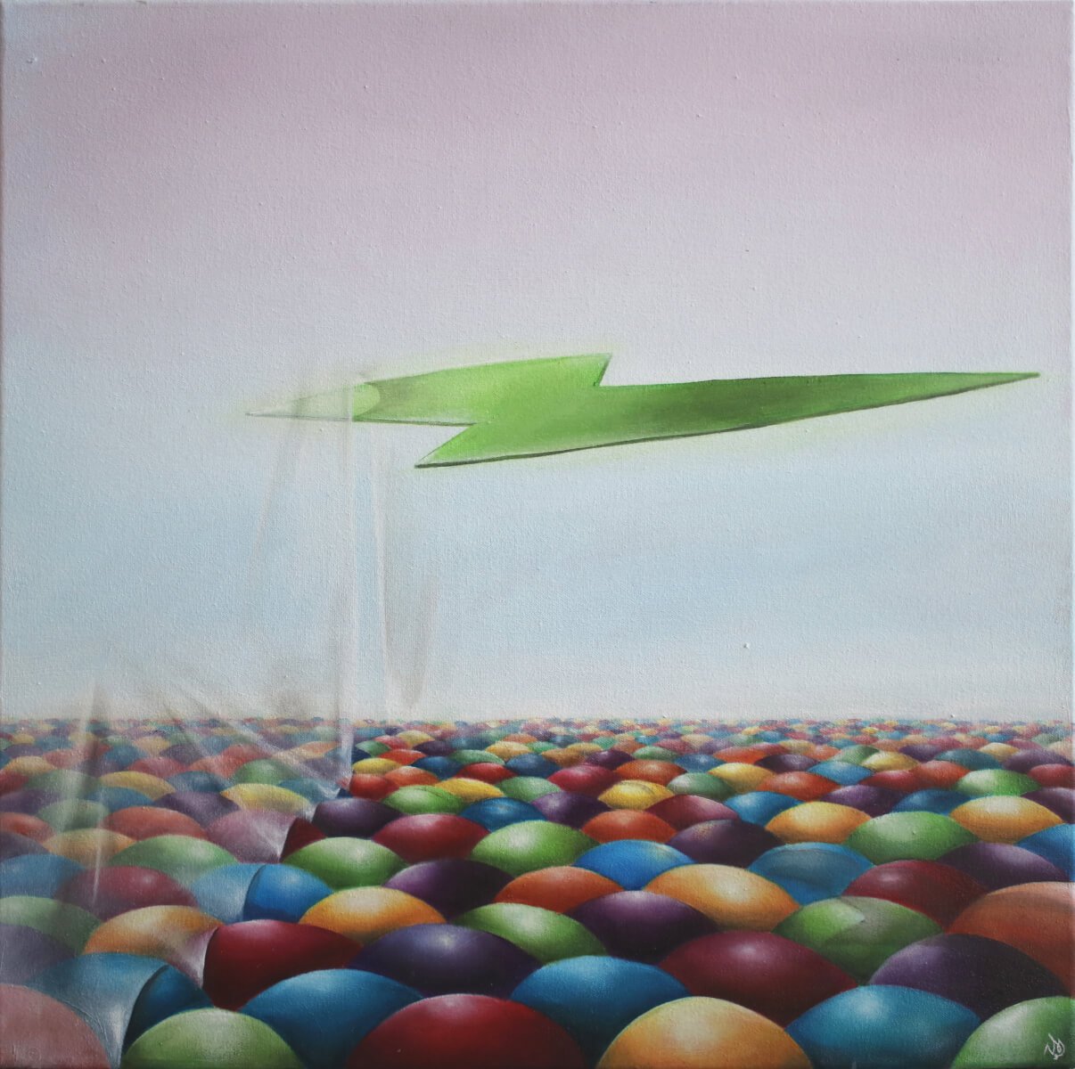 Surrealistic Landscape Oil Painting By Vanessa T Stefanova, 18 X 18", Vivace, Original Artwork