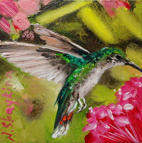 Hummingbird and Red Flowers Mini Set