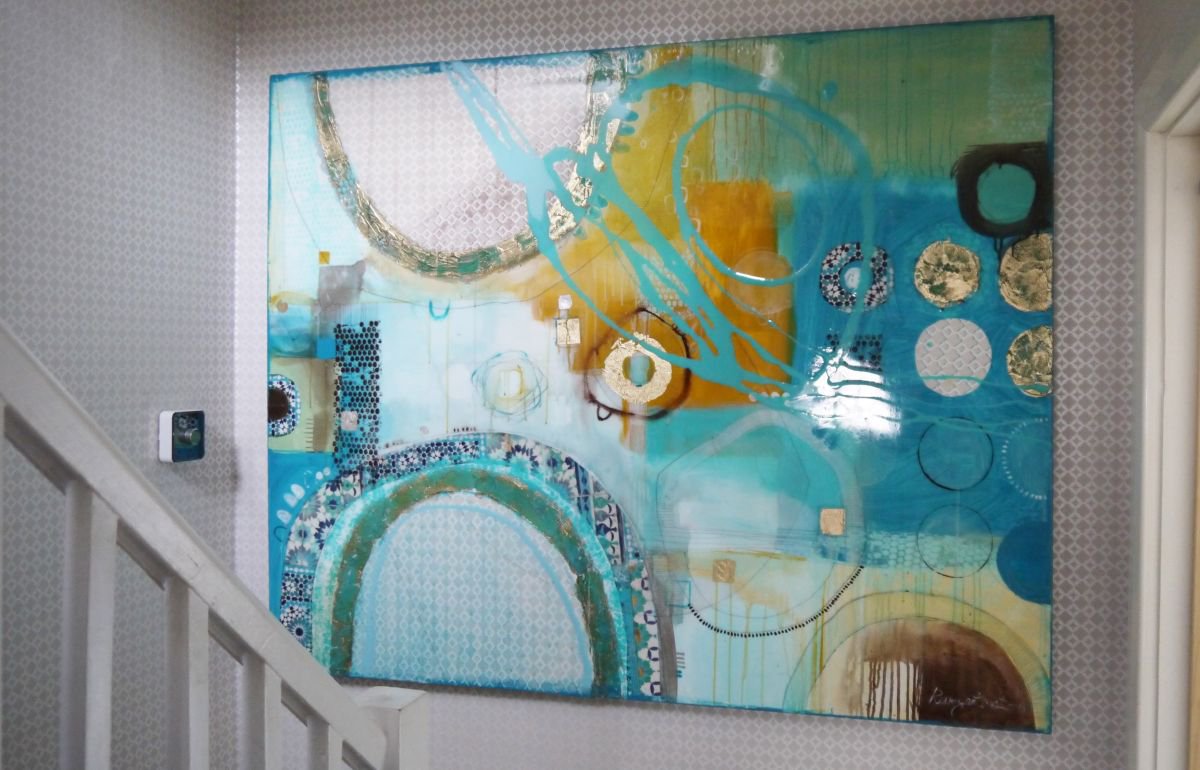 Abstract Acrylic Painting By Irina Rumyantseva, 60 X 48, Grand Collage, Original Artwork