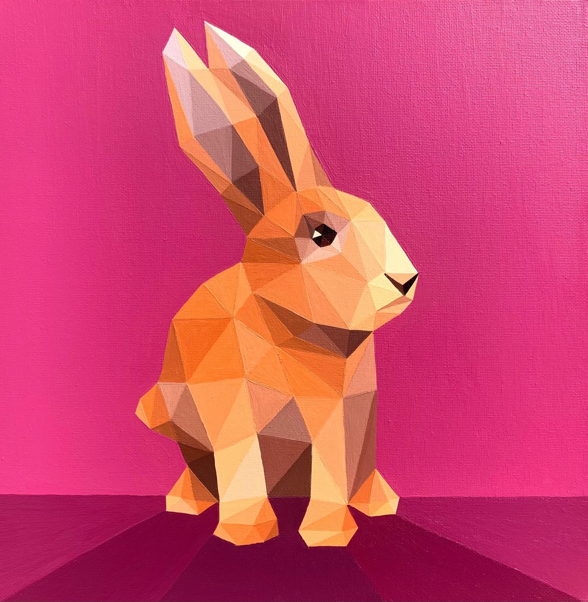 Easter Rabbit On Pink By Maria Tuzhilkina, 12 X 12, Artwork For Sale On Artfinder