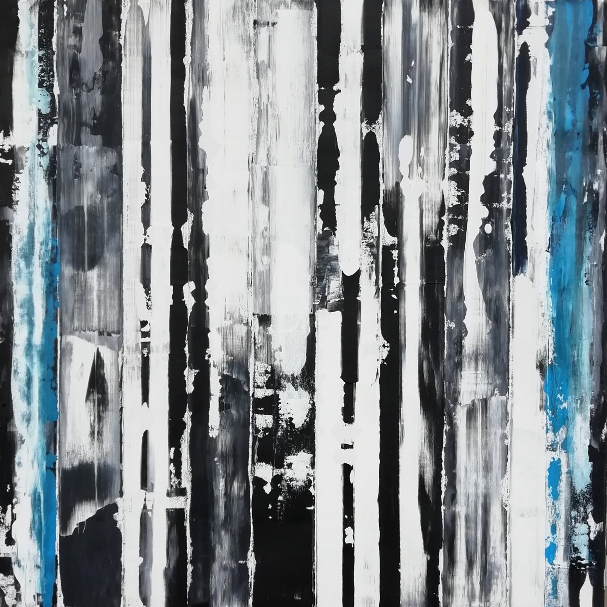 Organic Abstract Acrylic Painting By Francisco Santos, 28 X 28, Night And Day 2, Original Artwork