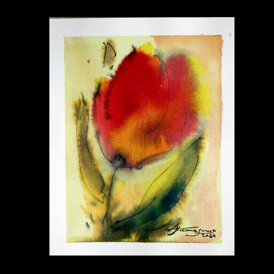 Colorful 14 (Tulip), Watercolor on paper, 10 x 12 cm