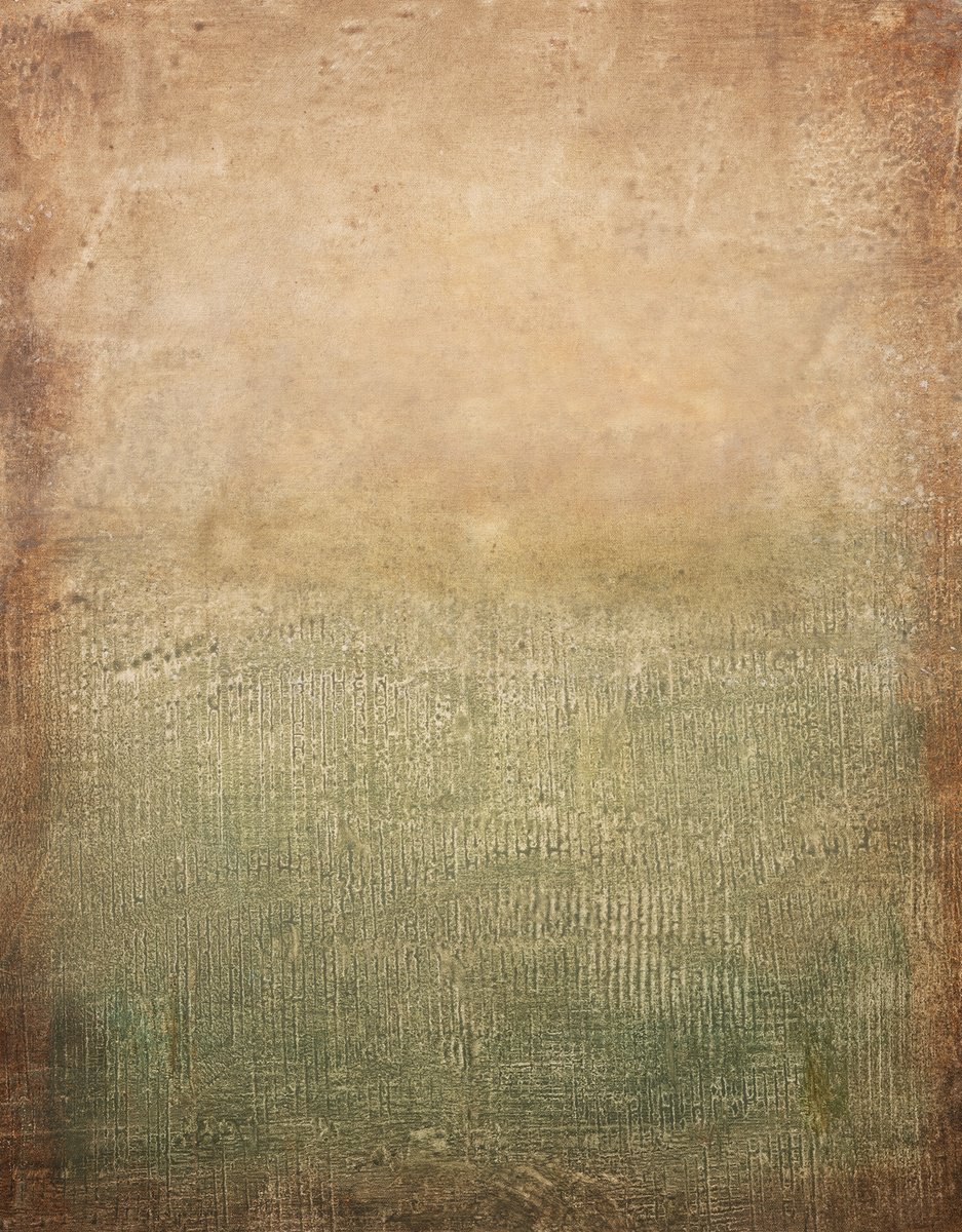 Organic Abstract Acrylic Painting By Don Bishop, 24 X 30, Green Earth 250214, Original Artwork