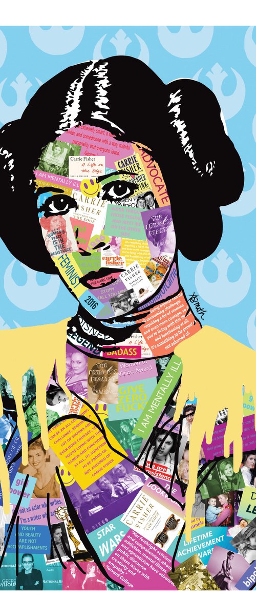 Carrie Fisher "My Life is Art" Limited Edition print by Amy Smith