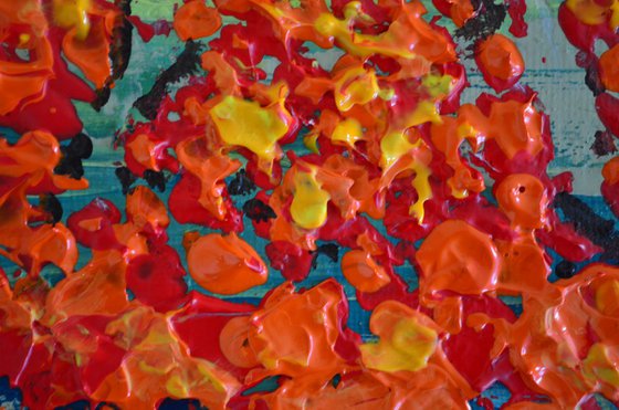 Poppies Field - Palette knife  Modern abstract landscape Gift idea