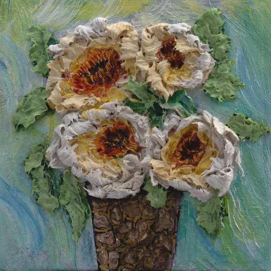Golden Floral Relief 3D