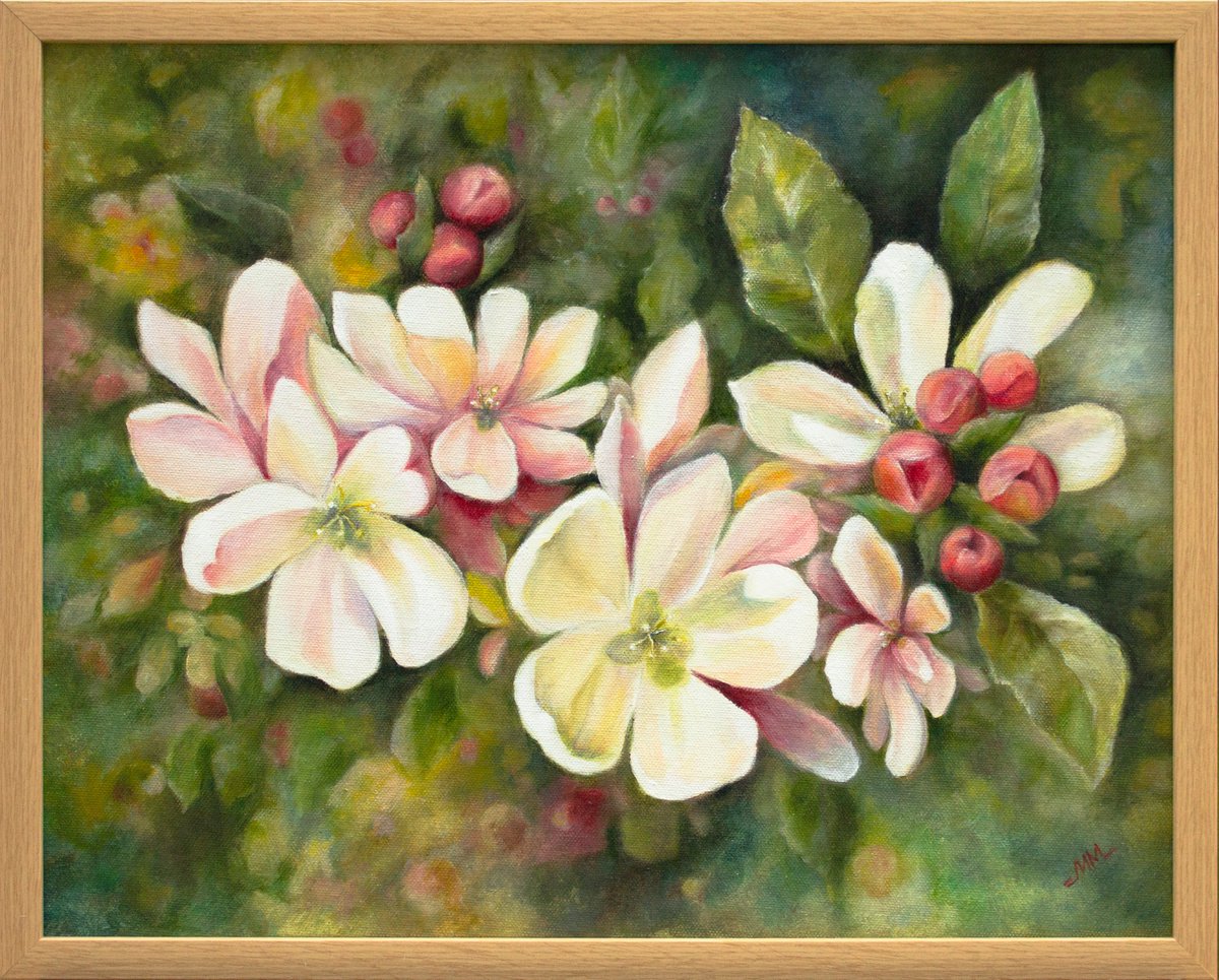 Impressionistic Botanical Oil Painting By Mila Moroko, 21 X 17", In Spring Mood, Original Artwork