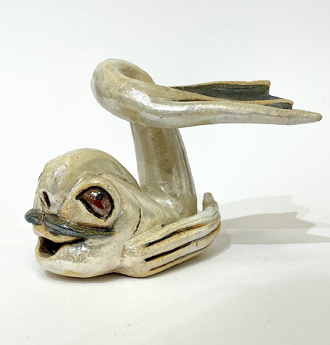 Cartoon Animal Clay Sculpture By Viktor Zuk, 5 X 4", The Wish-Fulfilling Fish, Original Artwork
