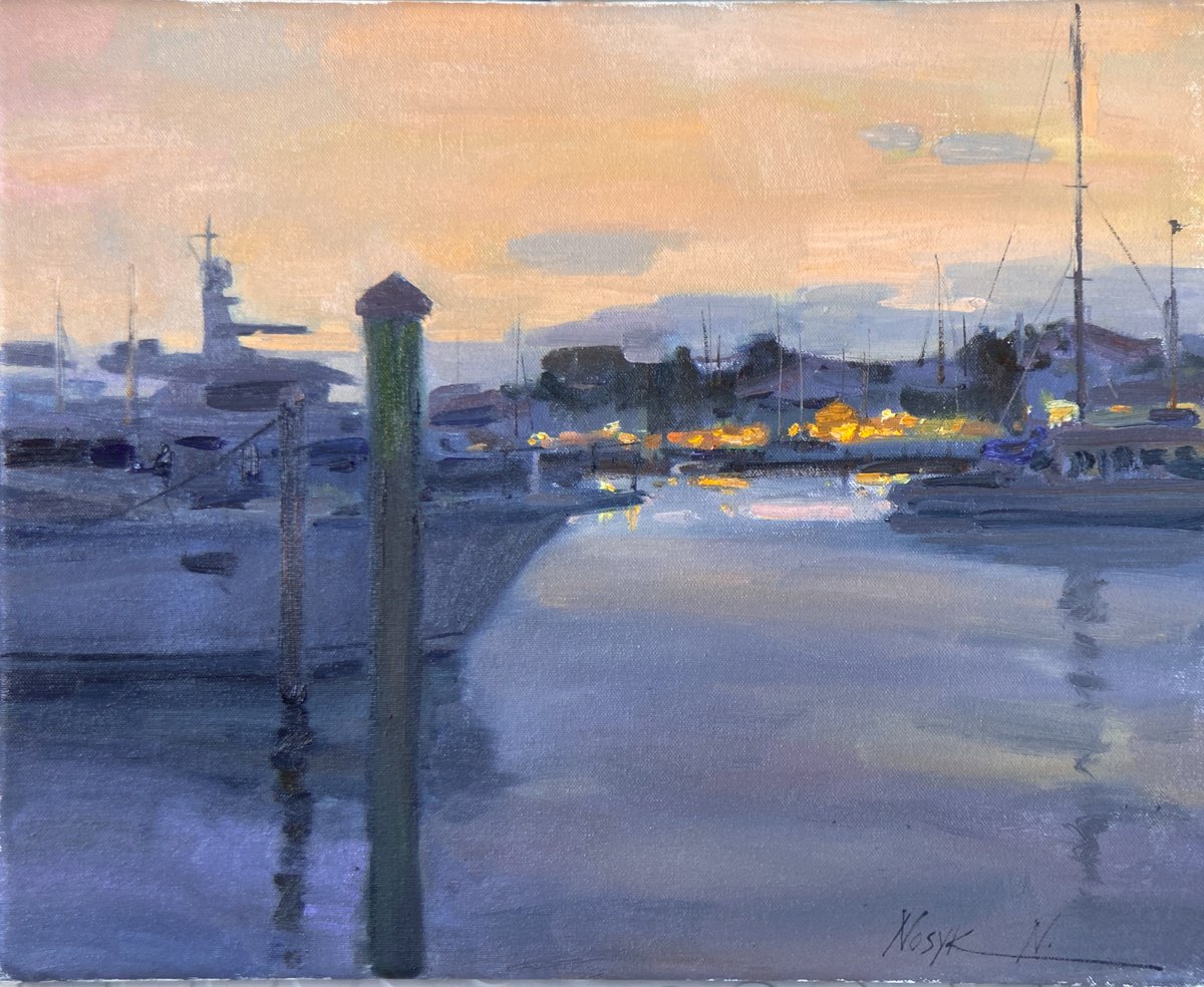 Impressionistic Landscape Oil Painting By Nataliia Nosyk, 20 X 16", Sunrise In Key West Bight, Original Artwork