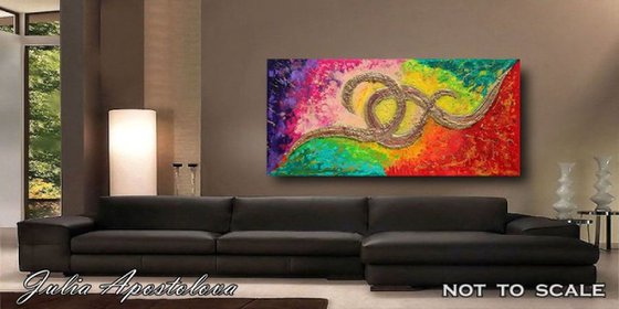 Abstract Painting, Original Contemporary Painting, Huge Abstract Art, New Media, 3D Sculpting, Relief Modern Painting ''Colorful Connection''