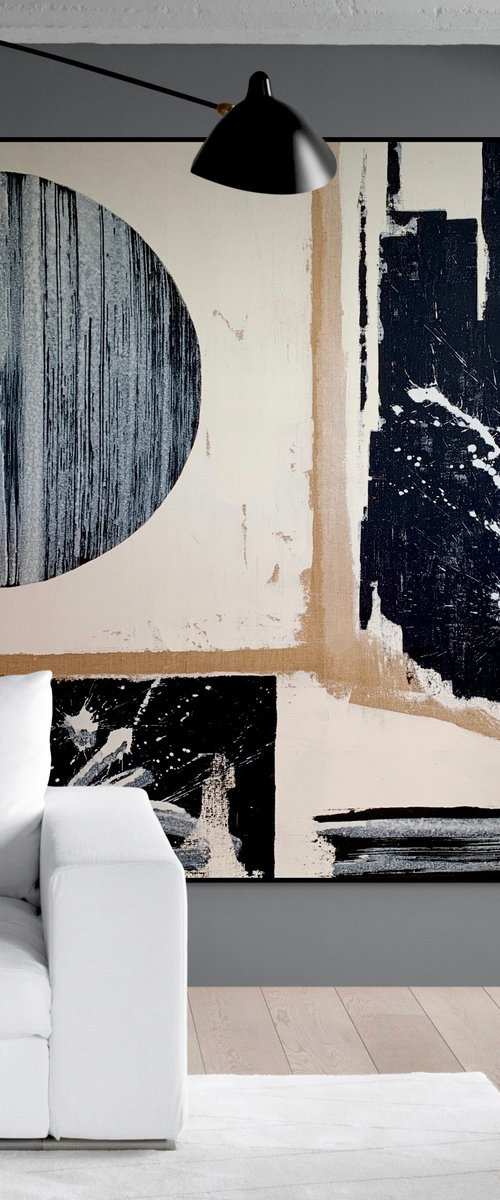 Abstraction No. 324 black & white minimalism XXL by Anita Kaufmann