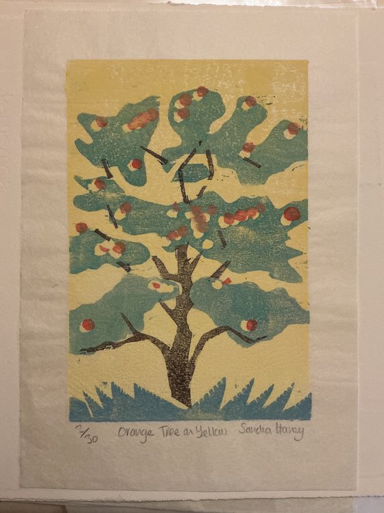 Orange Tree on Yellow