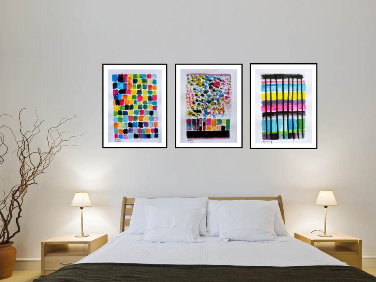 A‰CLATS COLORA‰S / TRIPTYCH 59,05 X 25,59 IN (150X65CM) by Pierre-Yves Beltran