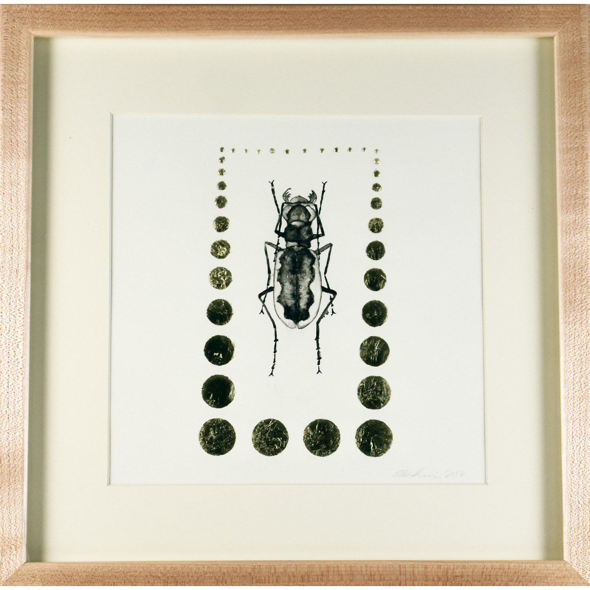 Beetle / Ink Painting with Gold Leaf by Alexa Karabin