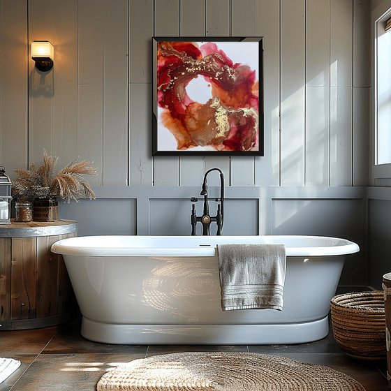 Red Gold Abstract Canvas Art