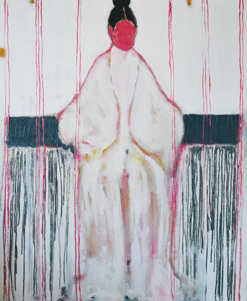 White Abstract Figure By Gela Mikava, 26 X 31, Artwork For Sale On Artfinder
