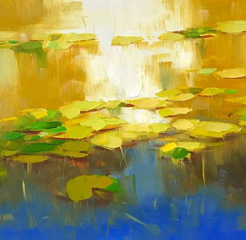 Waterlilies Garden, Original oil Painting, Impressionism, Handmade artwork, One of a Kind by Vahe Yeremyan