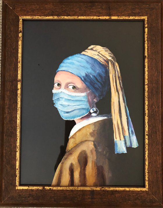 The girl with a pearl earring and a mask