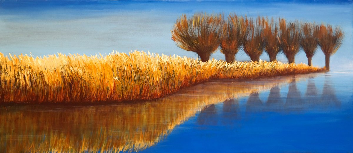 Impressionistic Landscape Acrylic Painting By Danijela Dan, 43 X 19, Autumn