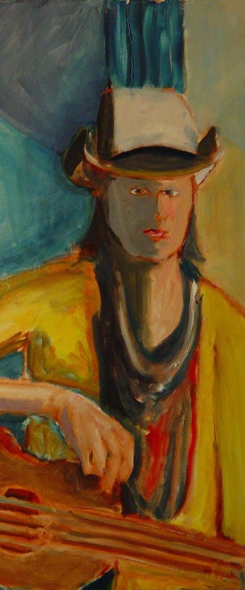 Cowgirl With Guitar by Leon Sarantos