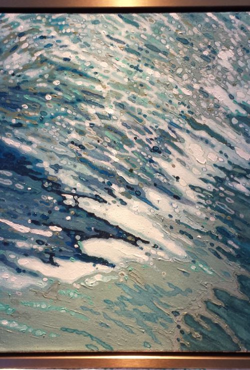 Cold Atlantic Water Seascape Original Coastal Abstract 36 x 21 x 2" by Margaret Juul