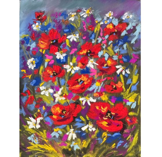 Red poppies wildflowers
