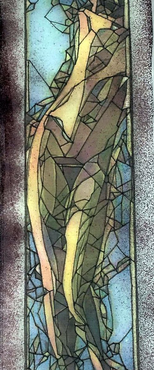 'Shattered nude' - cast glass silk drawing by Tony Roberts