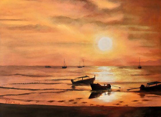 "Magic sunrise", original acrylic painting, 70x50cm