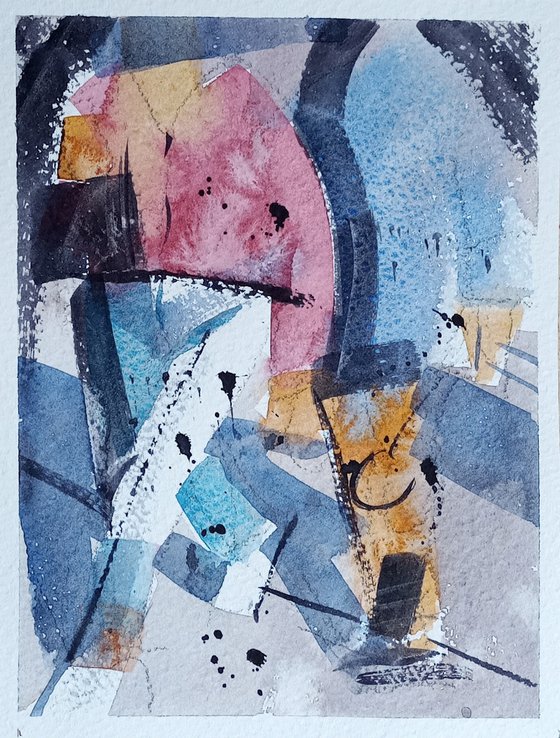 Walking couple - abstract watercolor