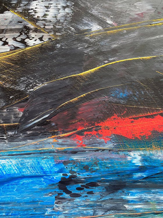 "An Orgy Of Pain" - Save As A Series - Original Xt Large PMS Abstract Acrylic Painting Triptych on Artist-Stretched Canvas - 108" x 42"