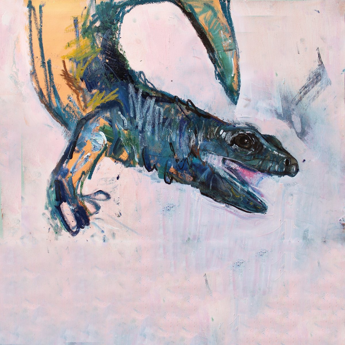 Expressive Animal Oil Painting By Milos Hronec, 33 X 24", Razsterica, Original Artwork