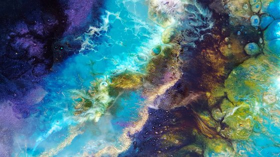 Coral reef - fluid resin original abstract painting