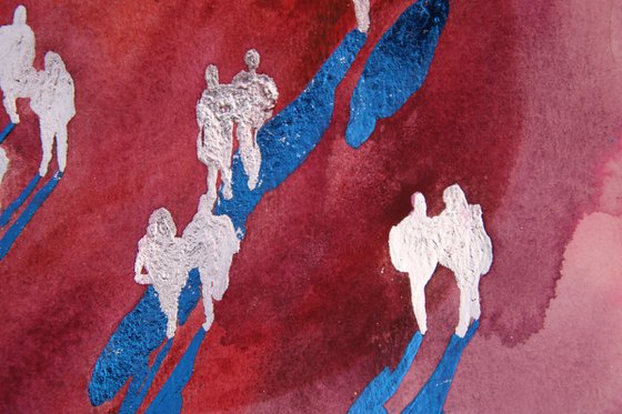 Red Field with Silver People (21/28cm)