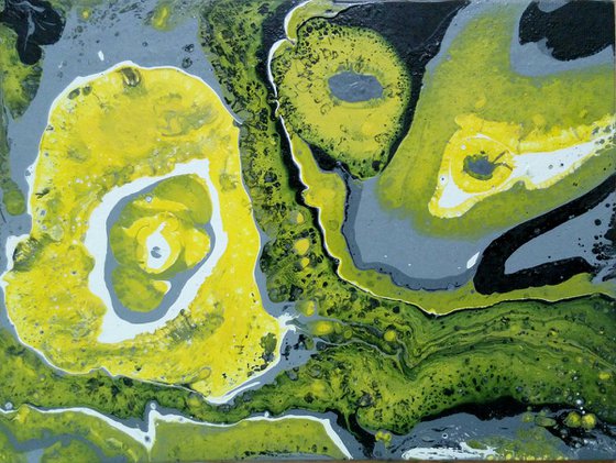 Grey And Yellow Abstract Art Painting