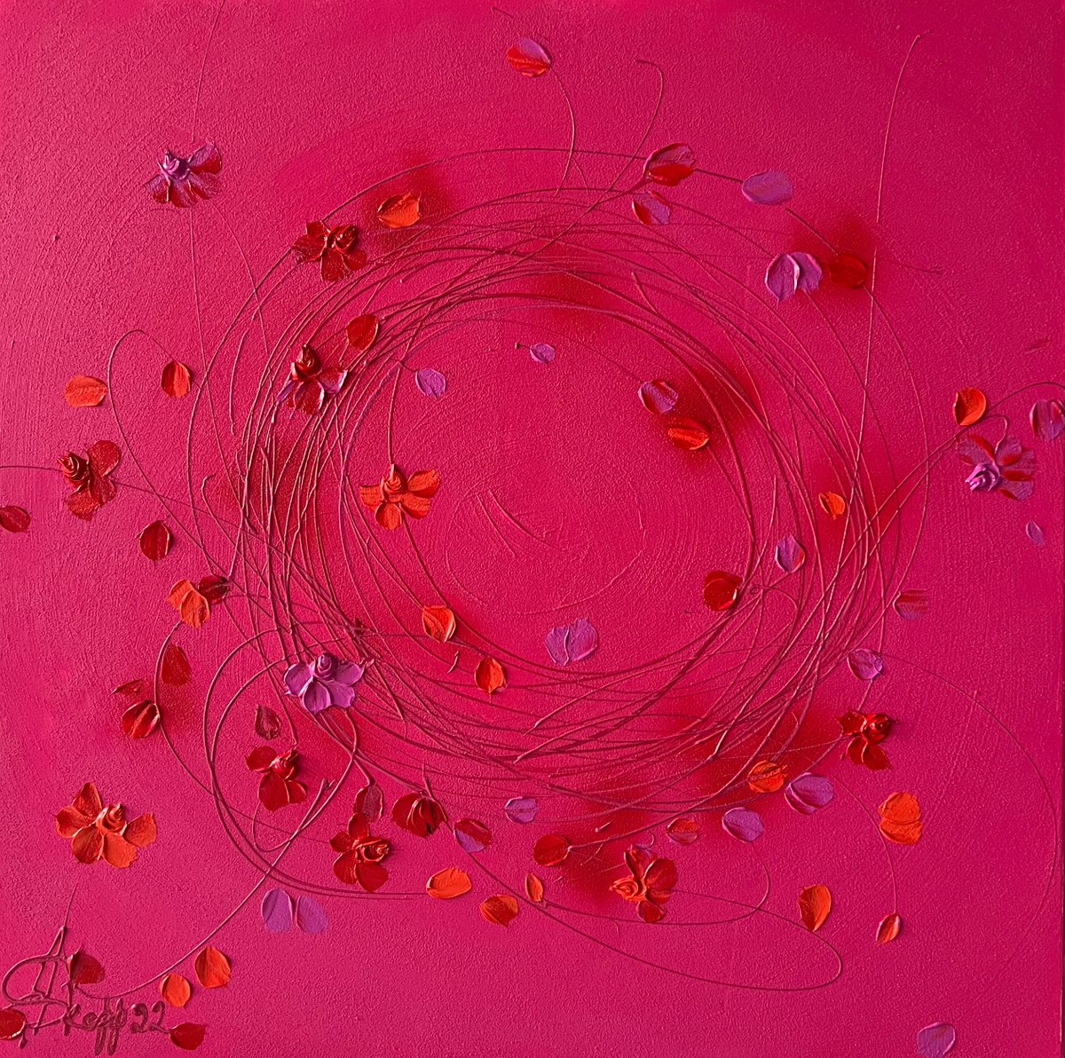 Square acrylic painting with flowers -Elysian Visions-? by Anastassia Skopp