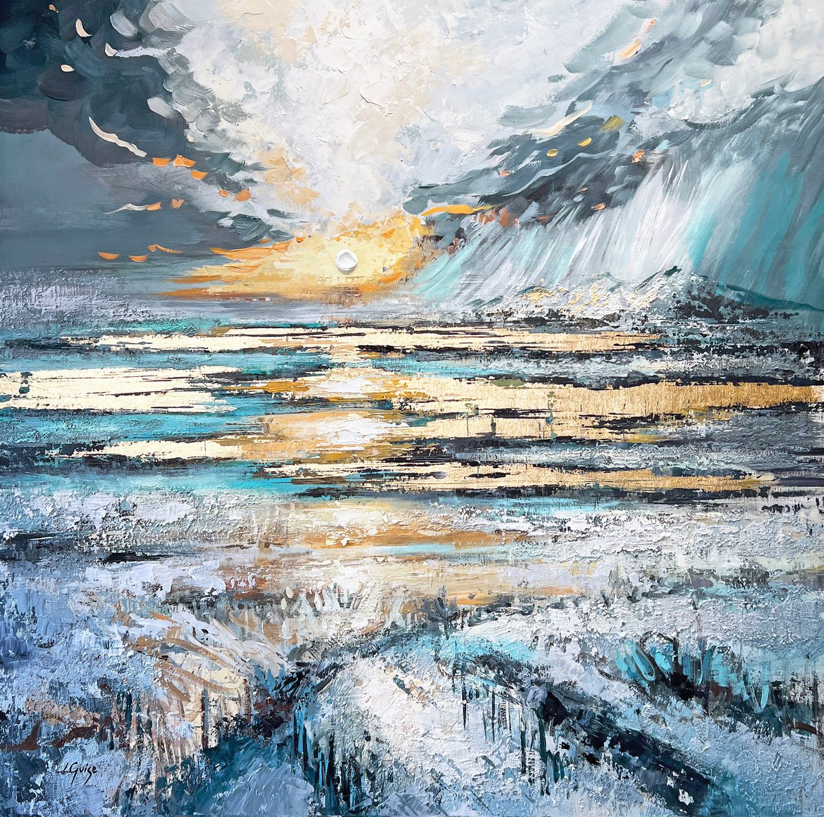  Golden Current By Lana Guise, 37 X 37, Artwork For Sale On Artfinder