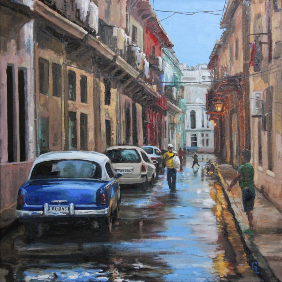 Street. Havana. 60x60 cm. by Linar Ganeev