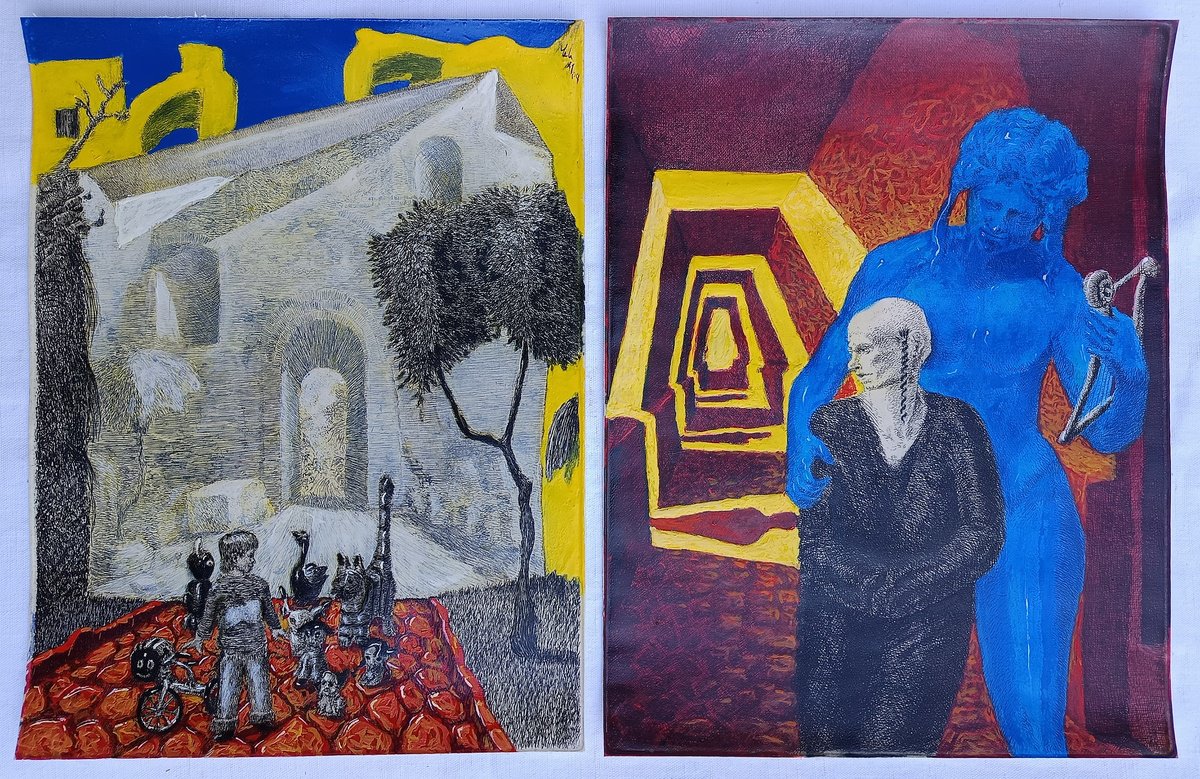 Portrait Painting By Antonio Mele, 21 X 14, Campi Flegrei 1, Original Artwork