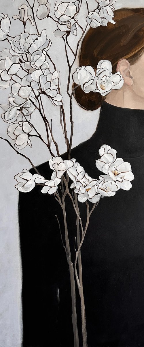 Woman with White Blossoms by Snezhana Zhukova
