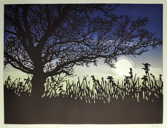 Otmoor Tree With Rising Moon