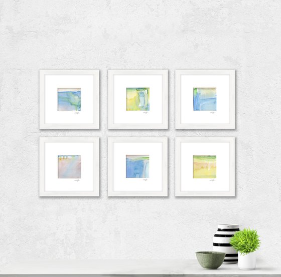 Soft Whispers Collection 3 - Set of 6 Abstract Paintings in Mats by Kathy Morton Stanion