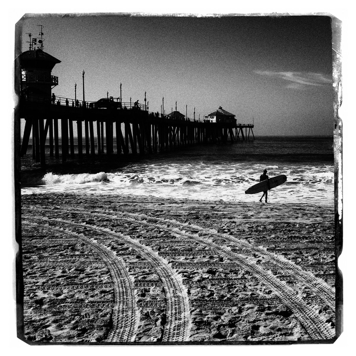 Abstract Landscape Photograph By Heike Bohnstengel, 16 X 16, Huntington Beach, Original Artwork