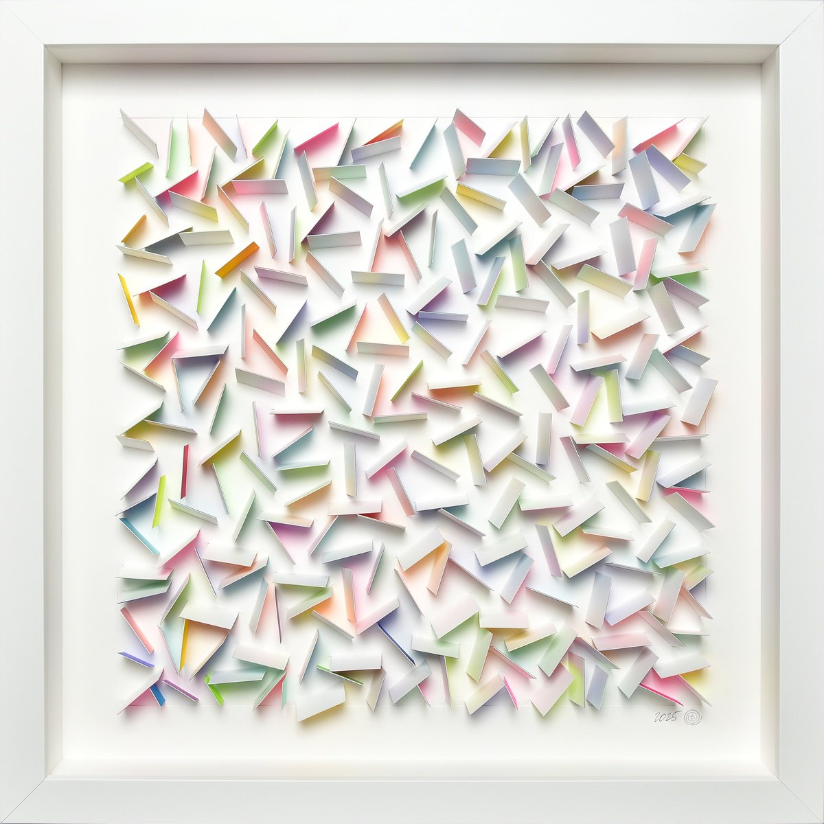 Geometric Abstract Sculpture By Olga Skorokhod, 22 X 22", White Opal - 09, Original Artwork