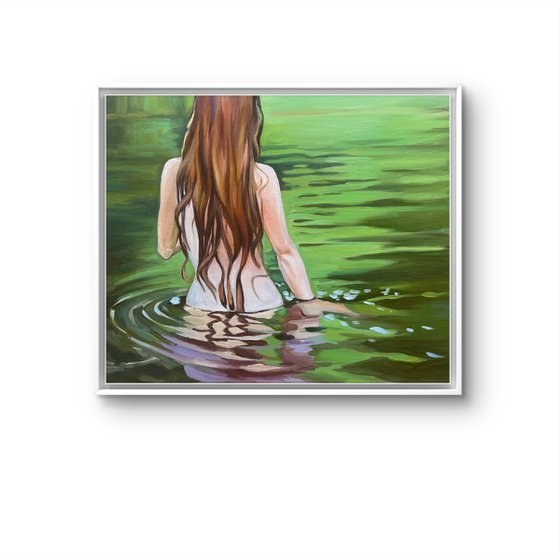 Woman. Lake